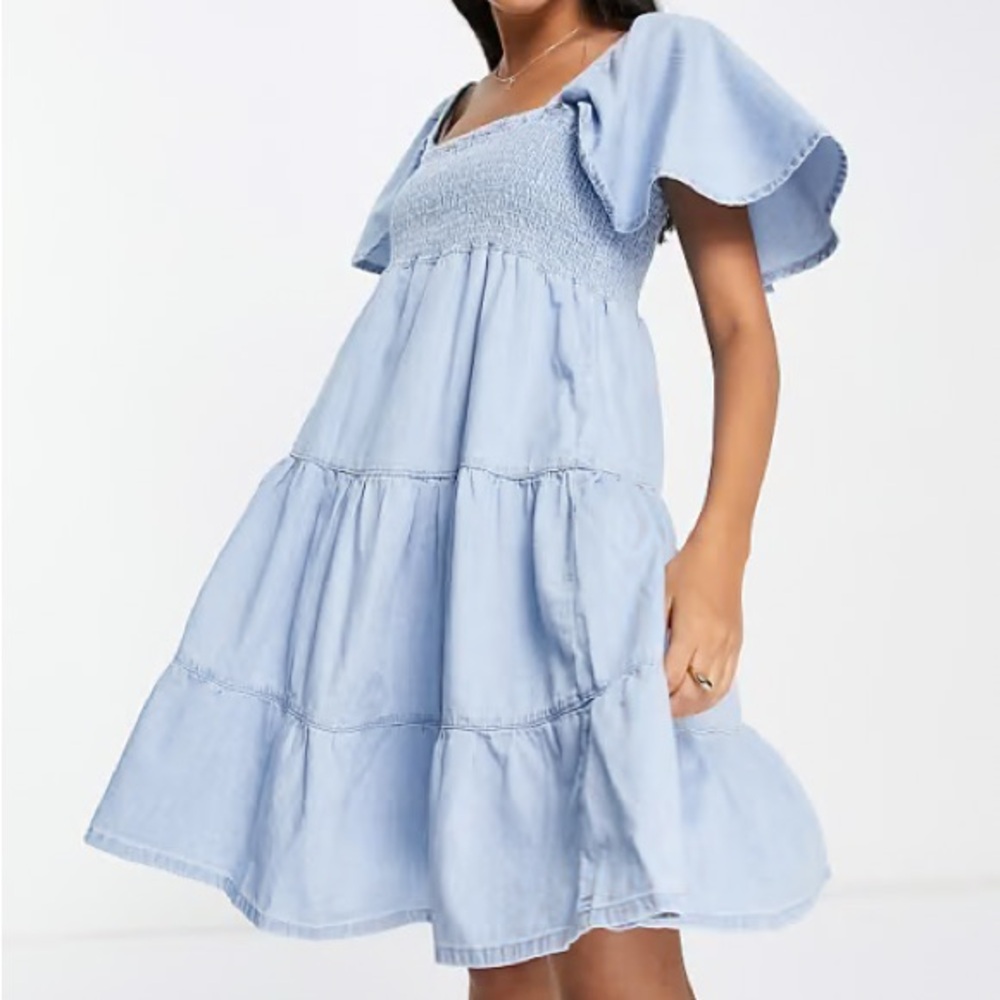 Mango Smock Denim Mini Dress Size XS